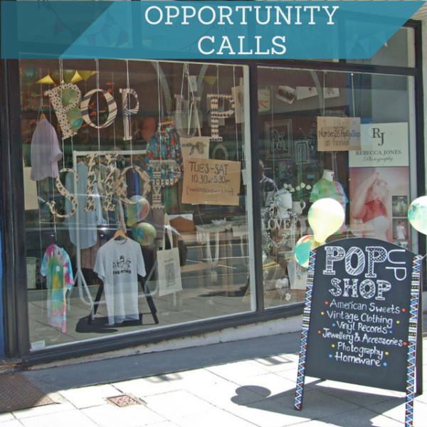 Pop-up shop that says Opportunity Calls