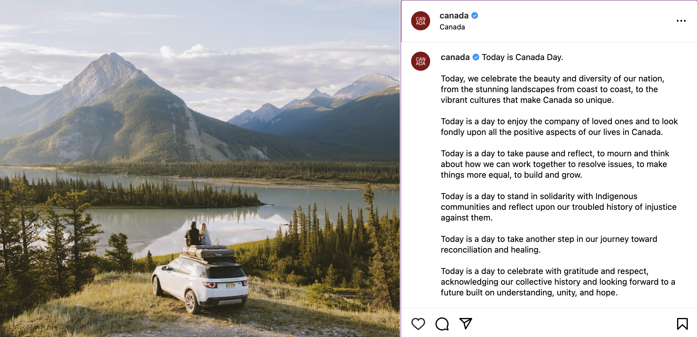 @Canada's instagram post for Canada Day