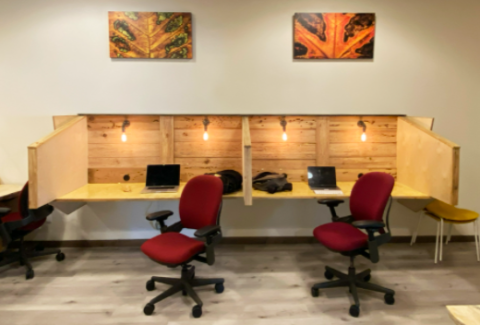 Coastline's beautiful and sleek coworking space, located in the heart of Powell River.